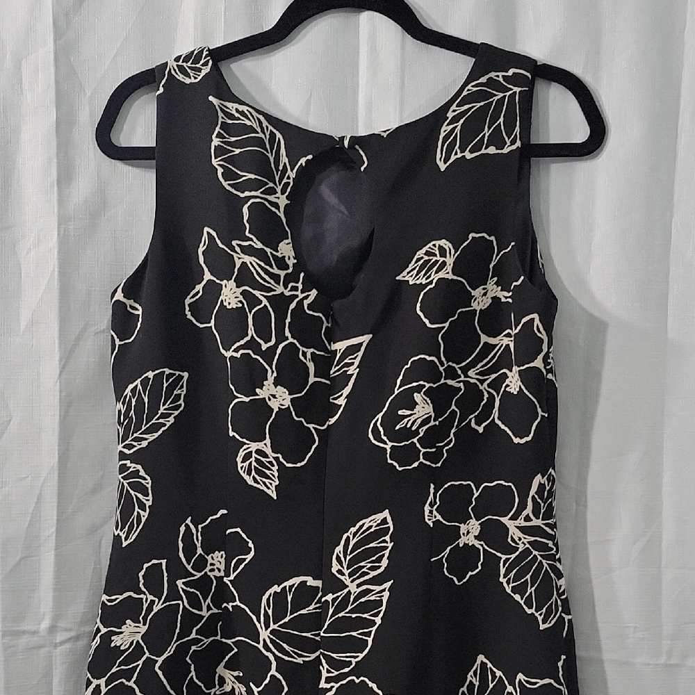 Amanda Smith Black and Cream Floral Midi Dress Size 8 - Picture 5 of 11